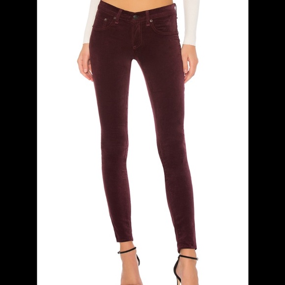 rag & bone Denim - *like new* Rag & Bone Maroon Low Rise Ankle Skinny